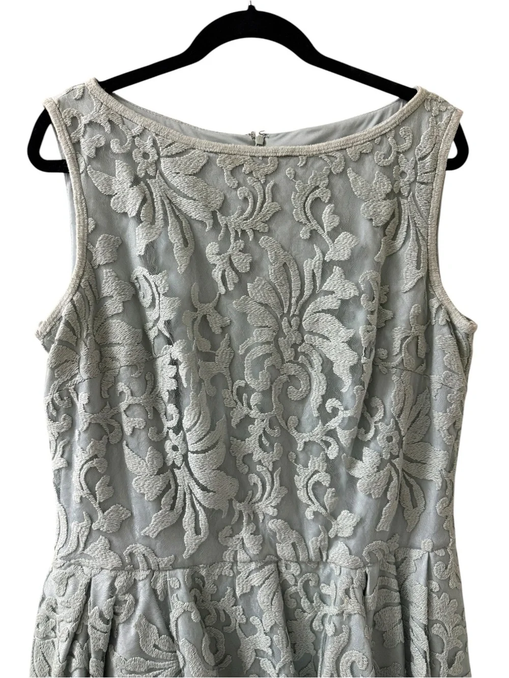 Tadashi Shoji Light Sage Green Lace Peplum Cocktail Dress - Picture 2 of 4